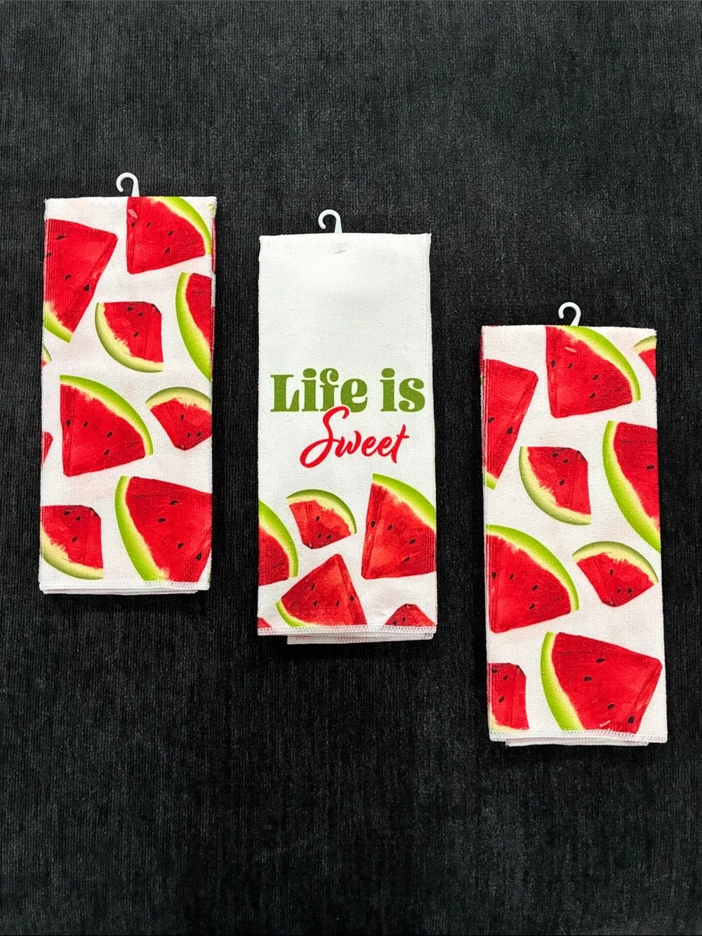 NWT- Set of 3 - Double Sided- ‘Life is Sweet' Watermelon 🍉 Kitchen Towels 15x25